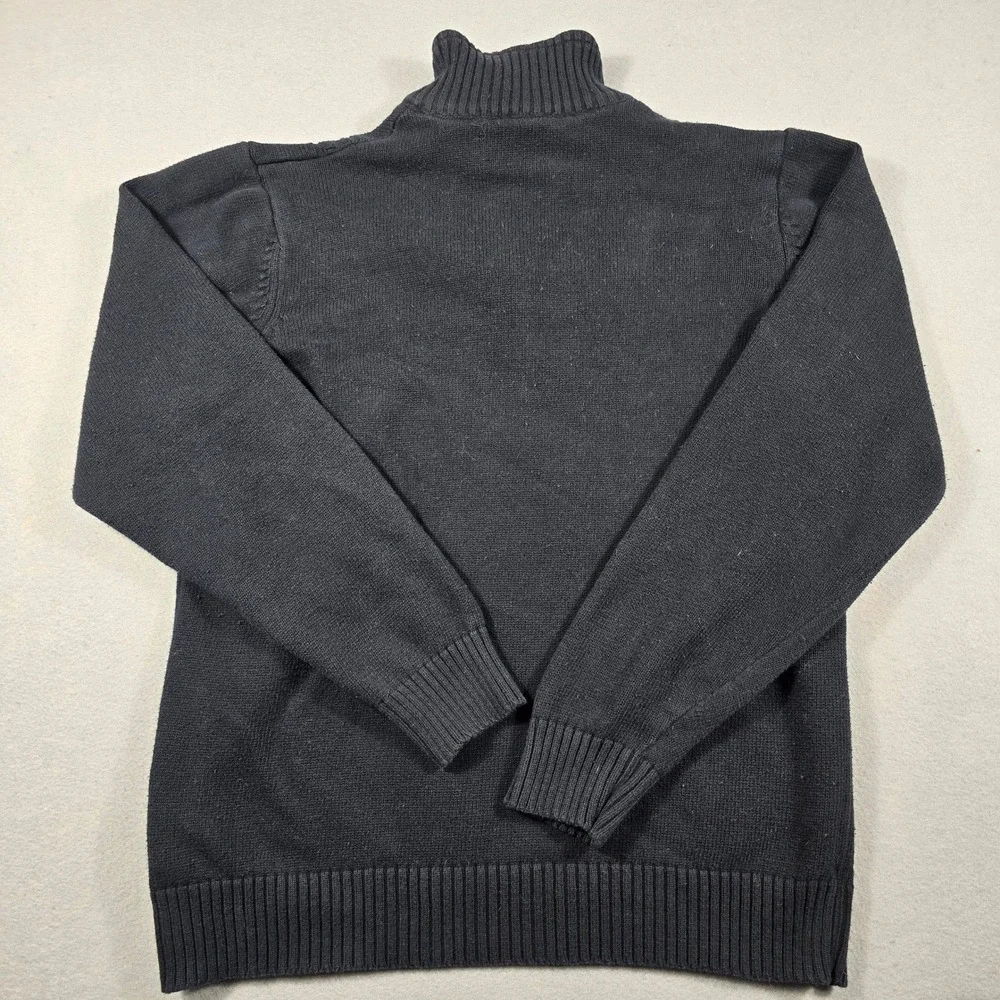 US Polo Assn Mens Medium Black Sweater Quarter Zip Cable Knit Sherpa Collar